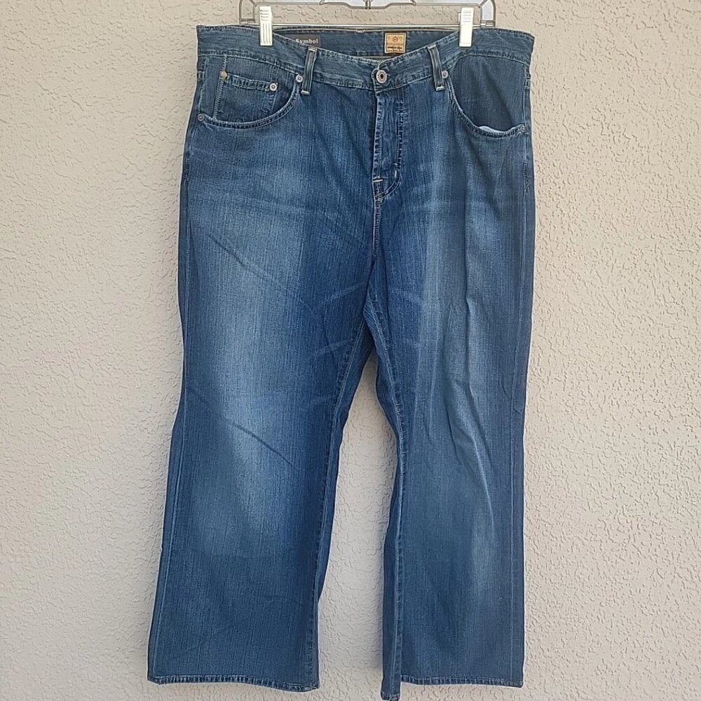 Adriano Goldschmied Men's 38x34 Blue Baggy The Symbol Wide Leg Faded Denim